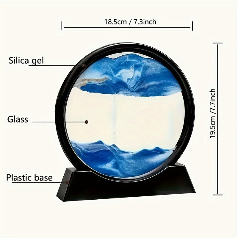 Glass Sand Art Table - Hypnotic 3D Hourglass with Moving Sand