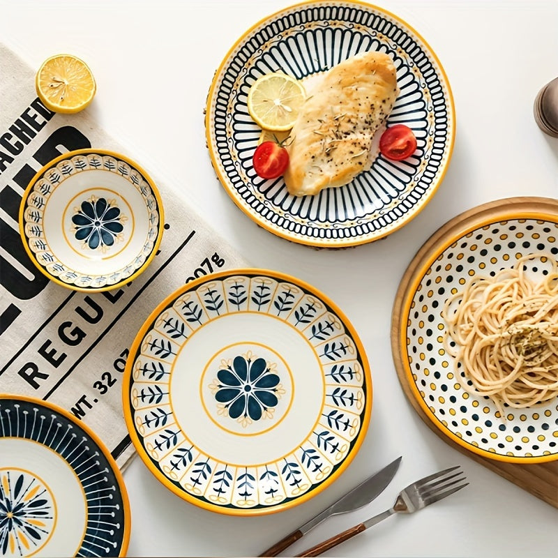 4-piece Boho Chic Ceramic Plate Set