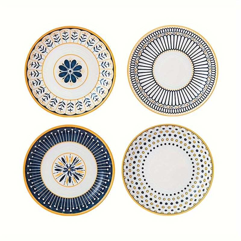4-piece Boho Chic Ceramic Plate Set