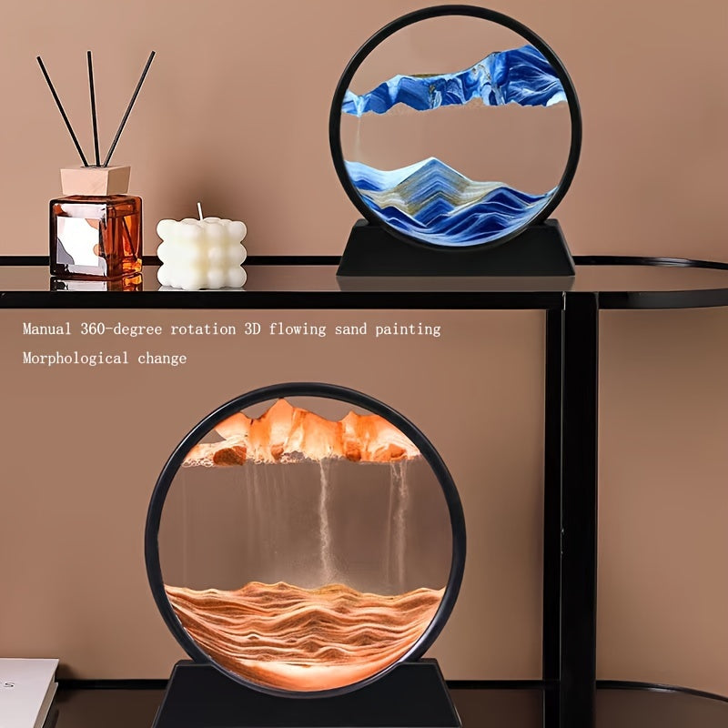Glass Sand Art Table - Hypnotic 3D Hourglass with Moving Sand