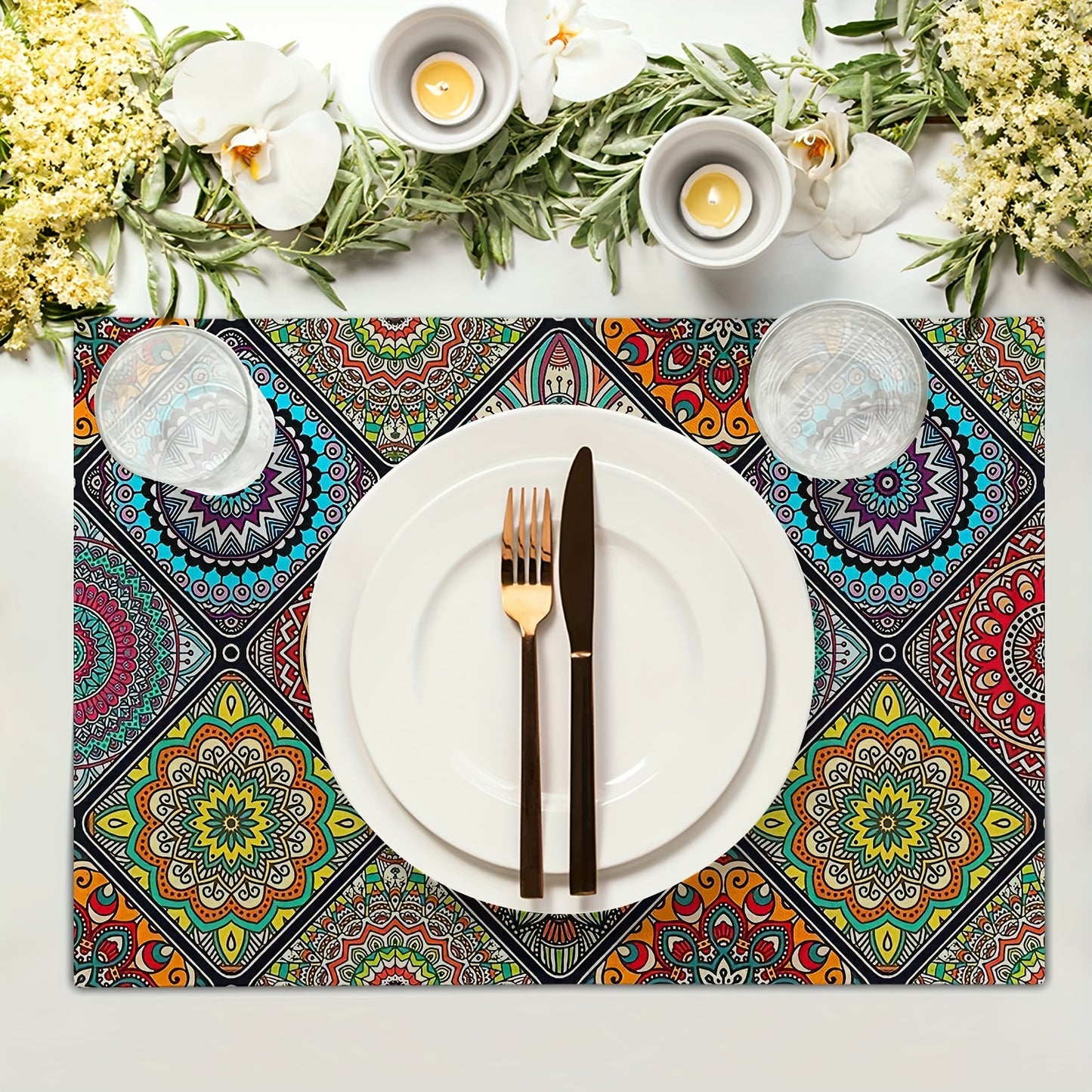 Vibrant Boho Mandala Table Placemats