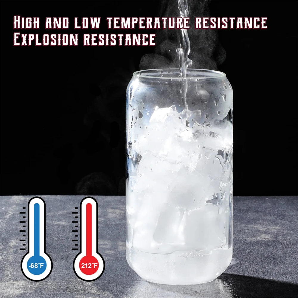 Transparent Glass Cup With Lid and Straw
