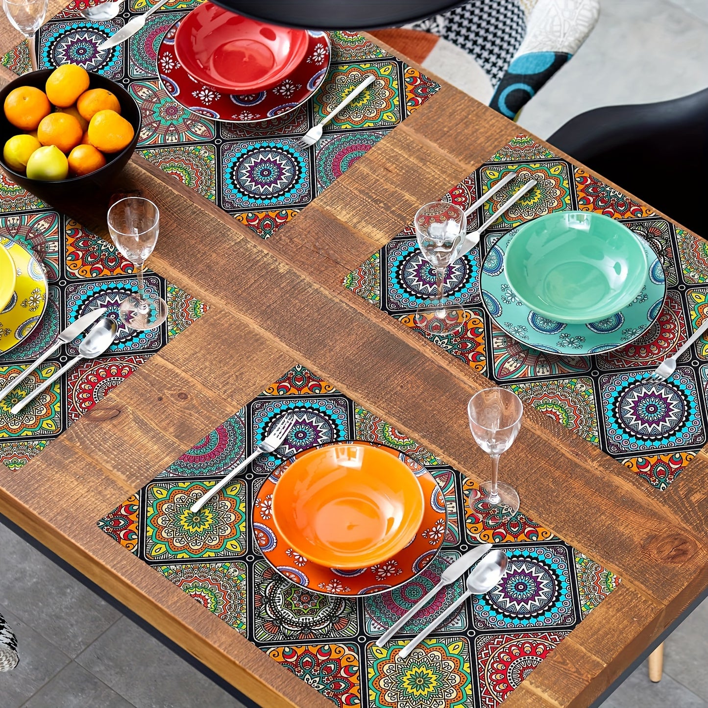 Vibrant Boho Mandala Table Placemats