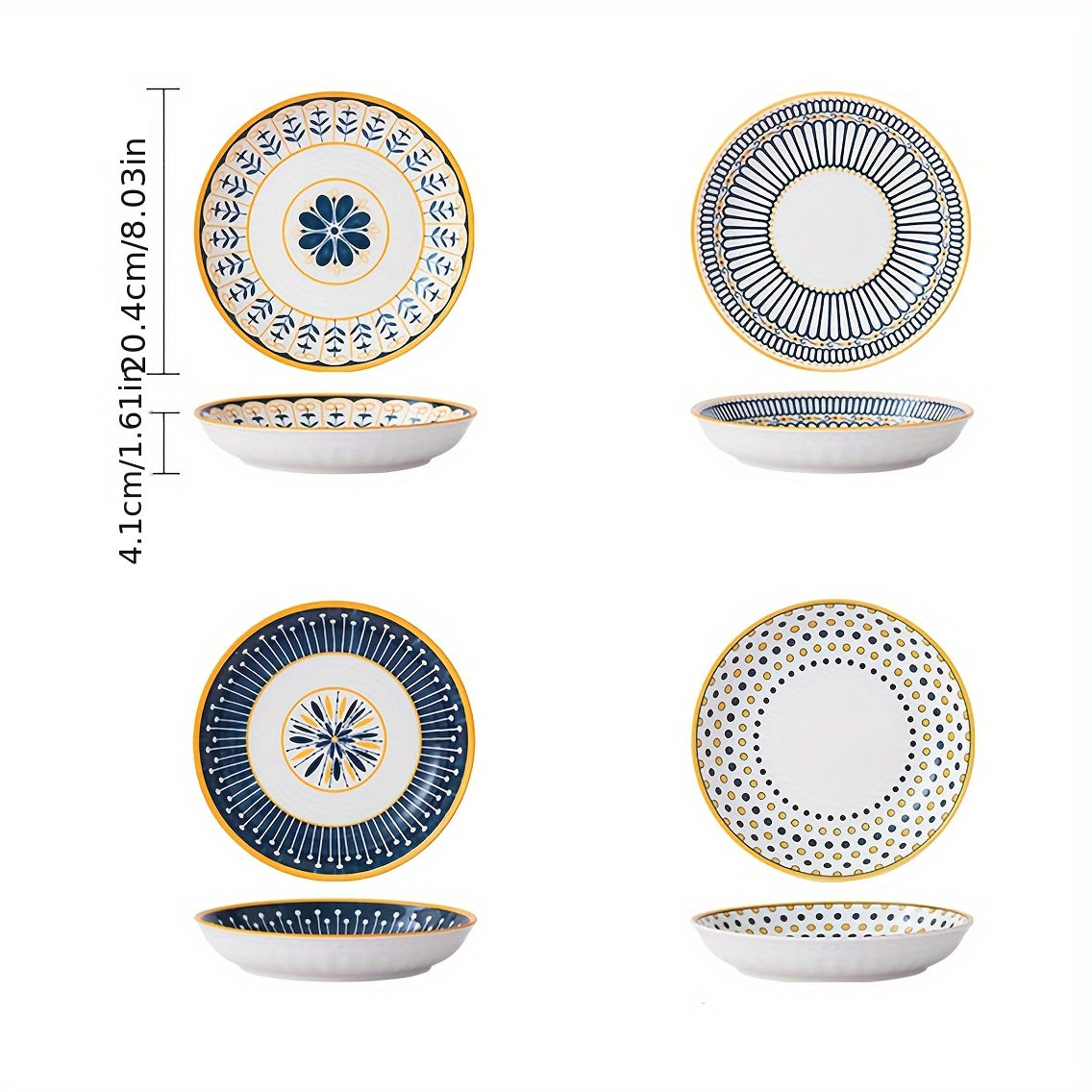 4-piece Boho Chic Ceramic Plate Set