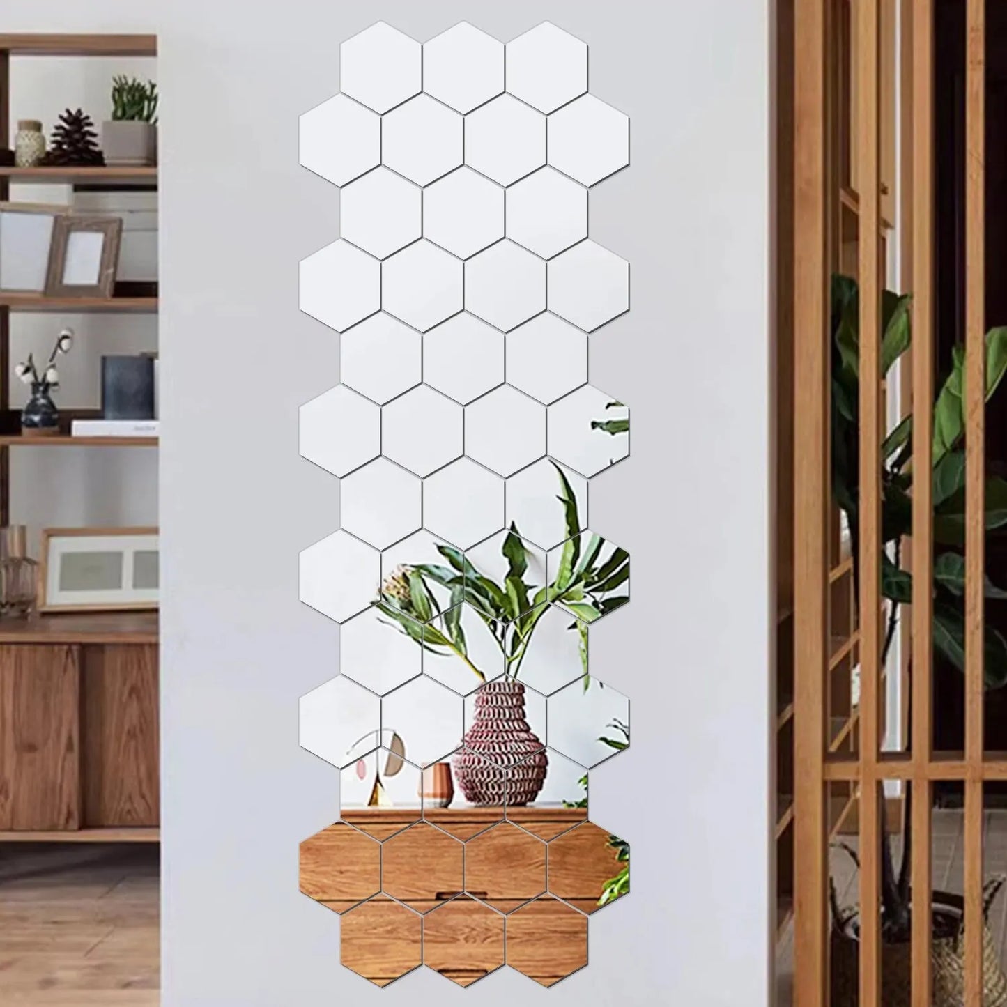 Geometric Hexagonal Mirror Wall Stickers