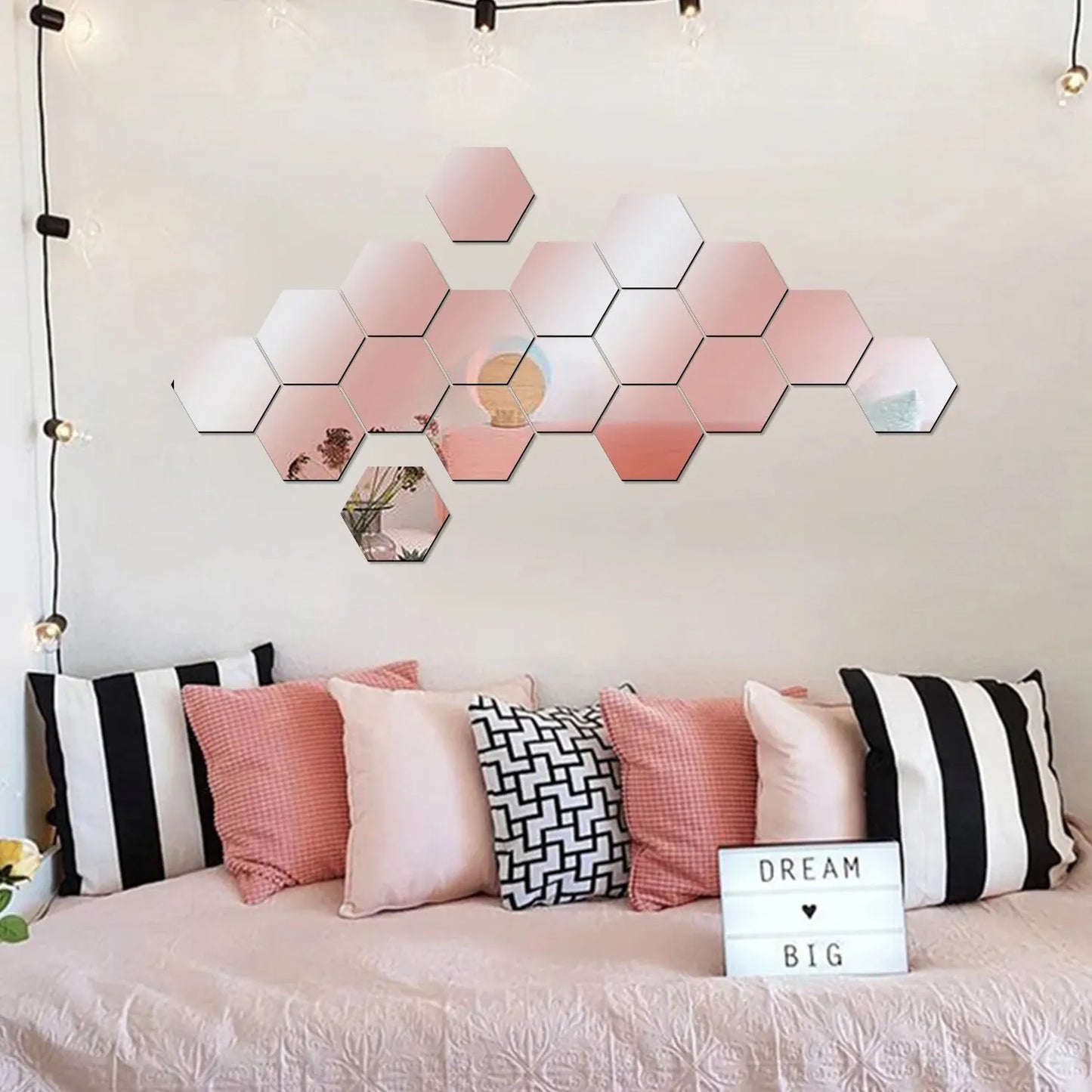 Geometric Hexagonal Mirror Wall Stickers